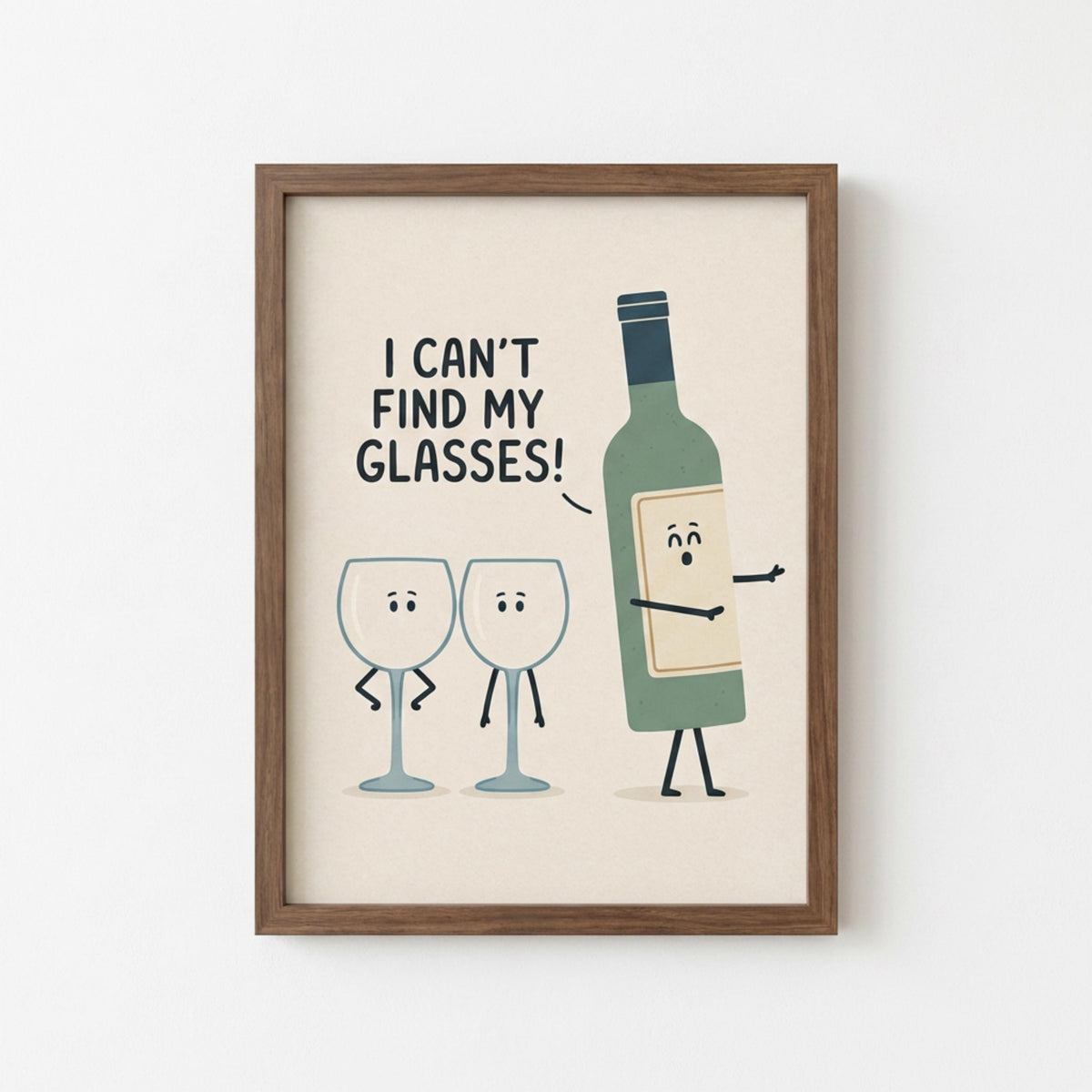 Wine Wall Art, I Can’t Find My Glasses Print, Wine Lover Gift wall art print
