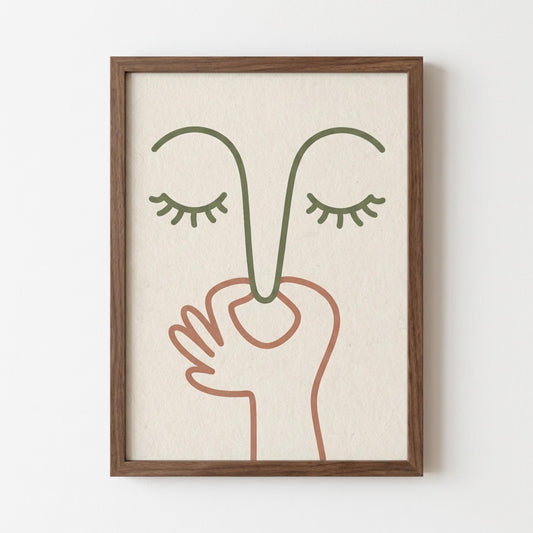 Minimalist Face Line Art Print, Abstract Woman Poster, Modern Neutral Wall Art, Scandinavian Decor wall art print