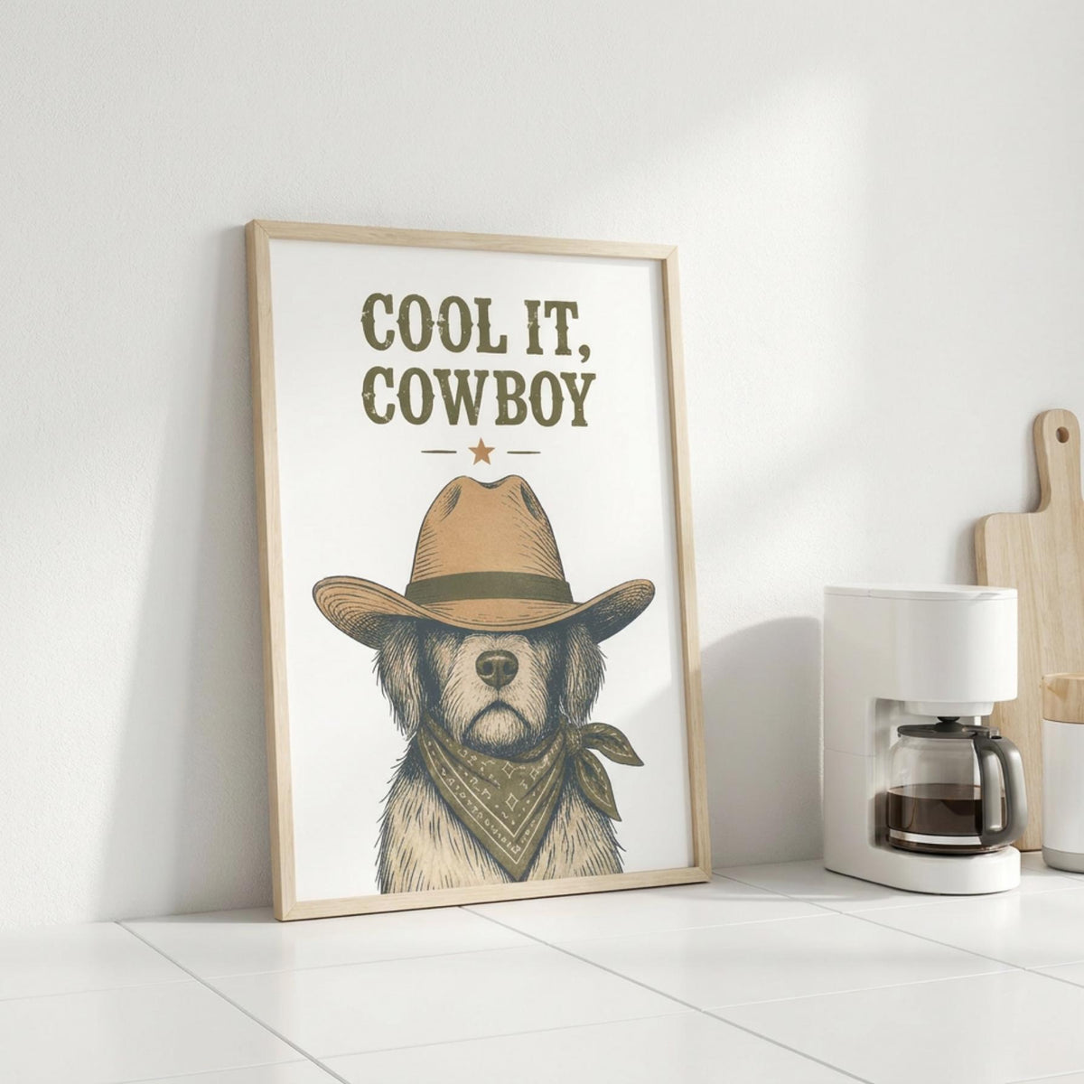 Cowboy Dog Wall Art, Vintage Western Dog Poster, Matte Paper Print wall art print