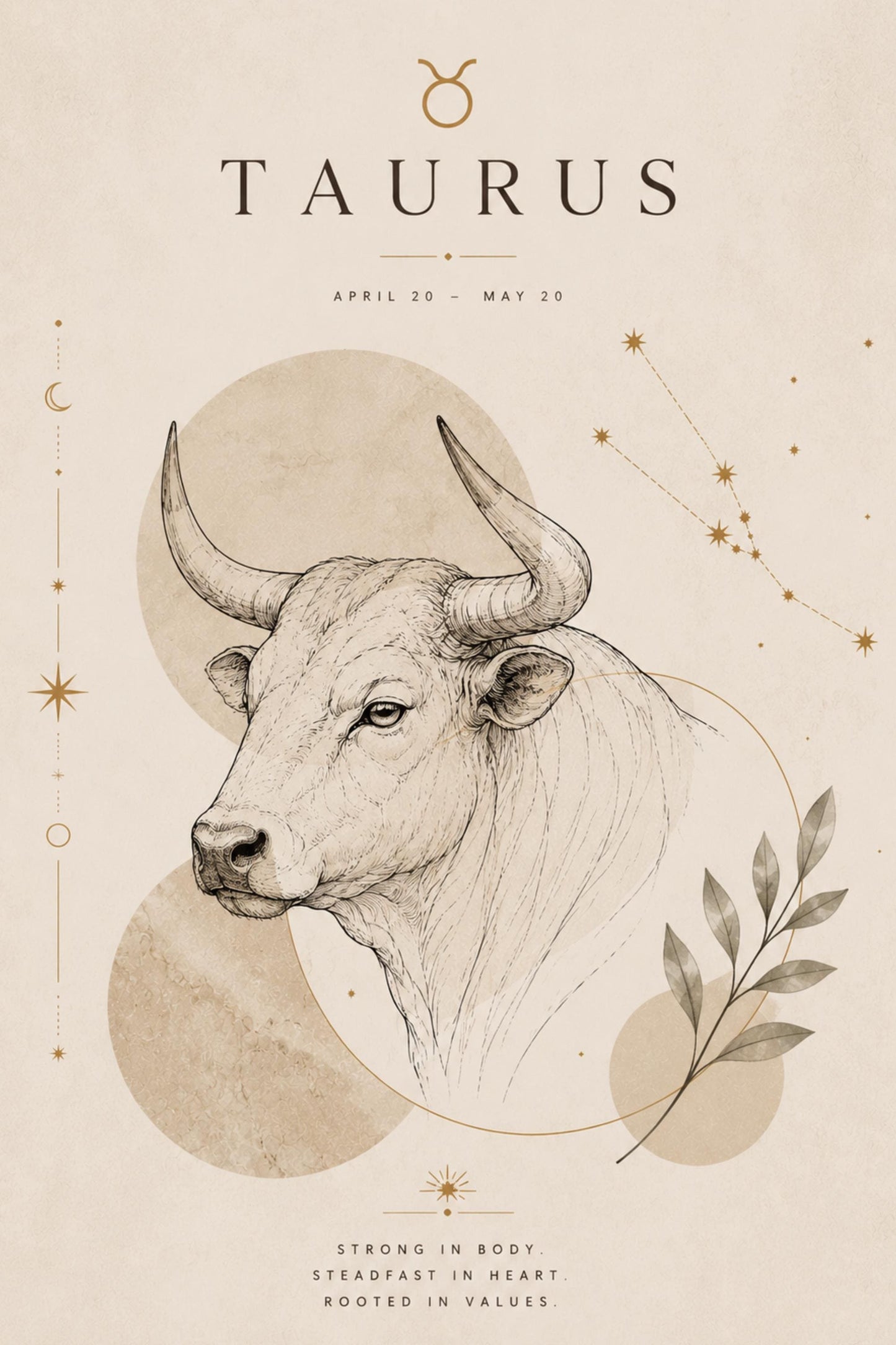 Taurus Zodiac Wall Art, Minimalist Astrology Poster, Star Sign Print wall art print
