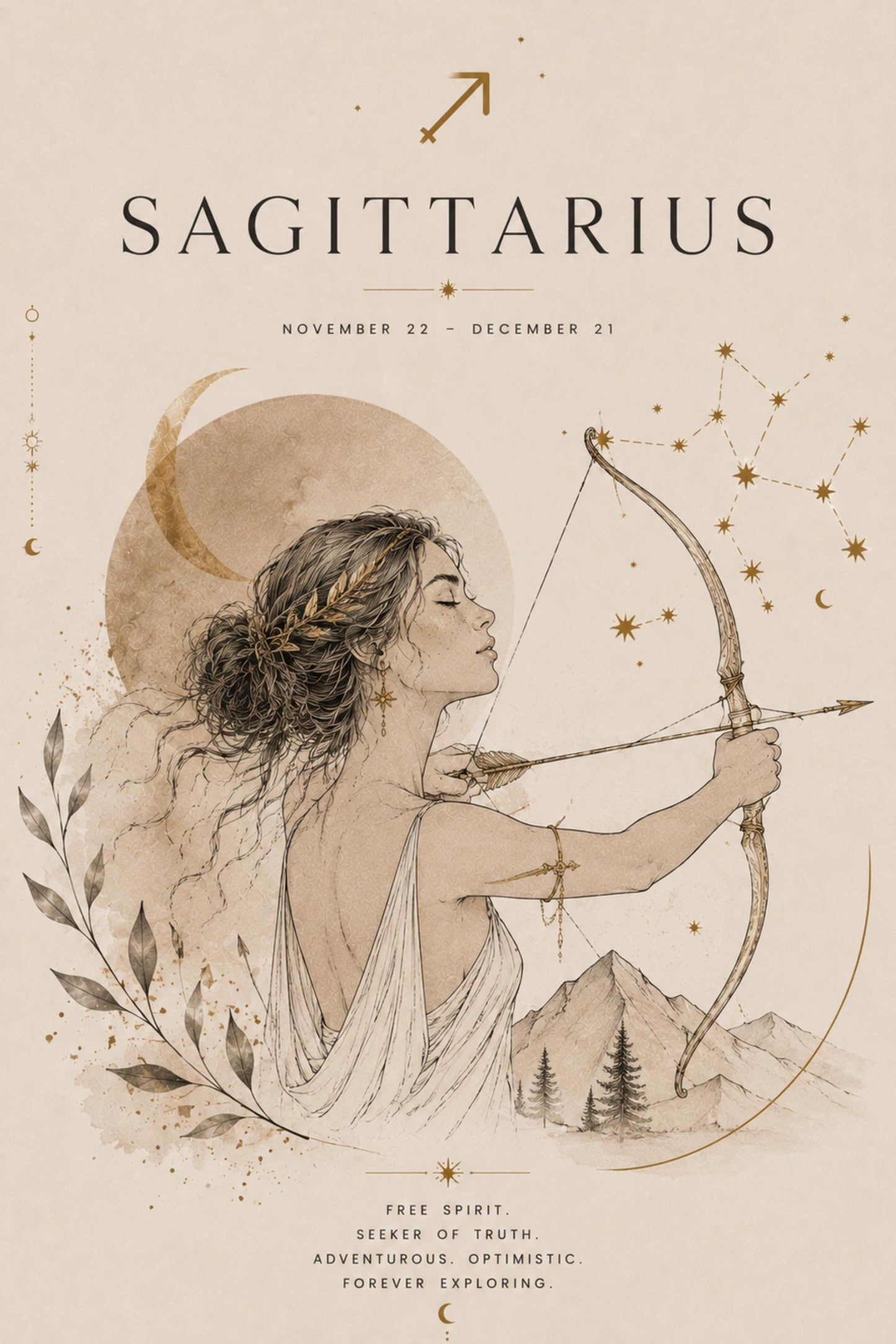 Sagittarius Zodiac Wall Art, Minimalist Astrology Poster, Star Sign Print wall art print