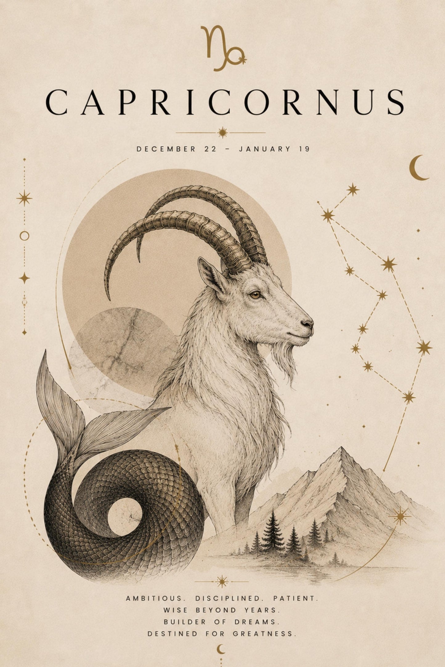 Capricorn Zodiac Wall Art, Minimalist Astrology Poster, Star Sign Print wall art print