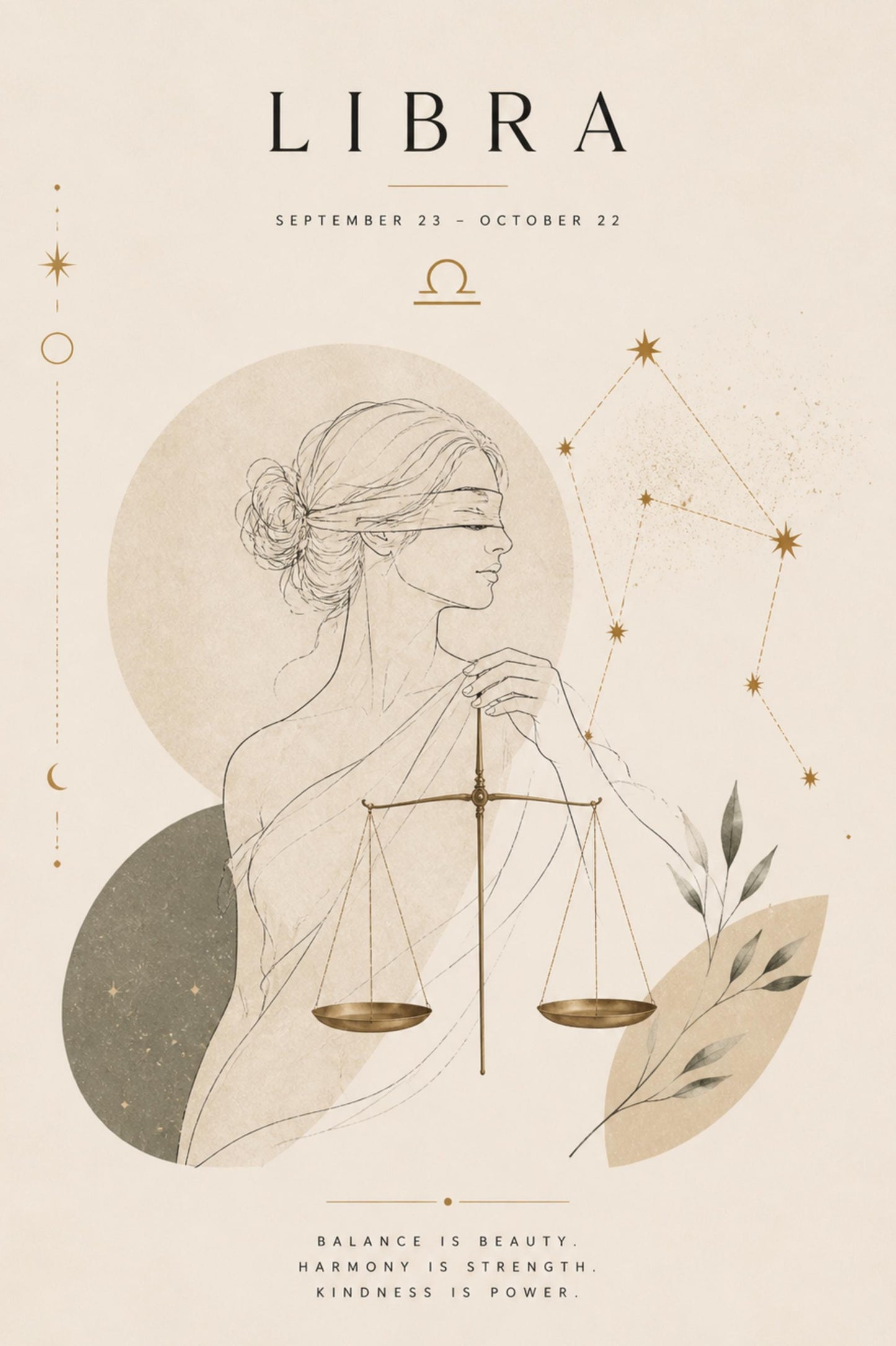 Libra Zodiac Wall Art, Minimalist Astrology Poster, Star Sign Print wall art print