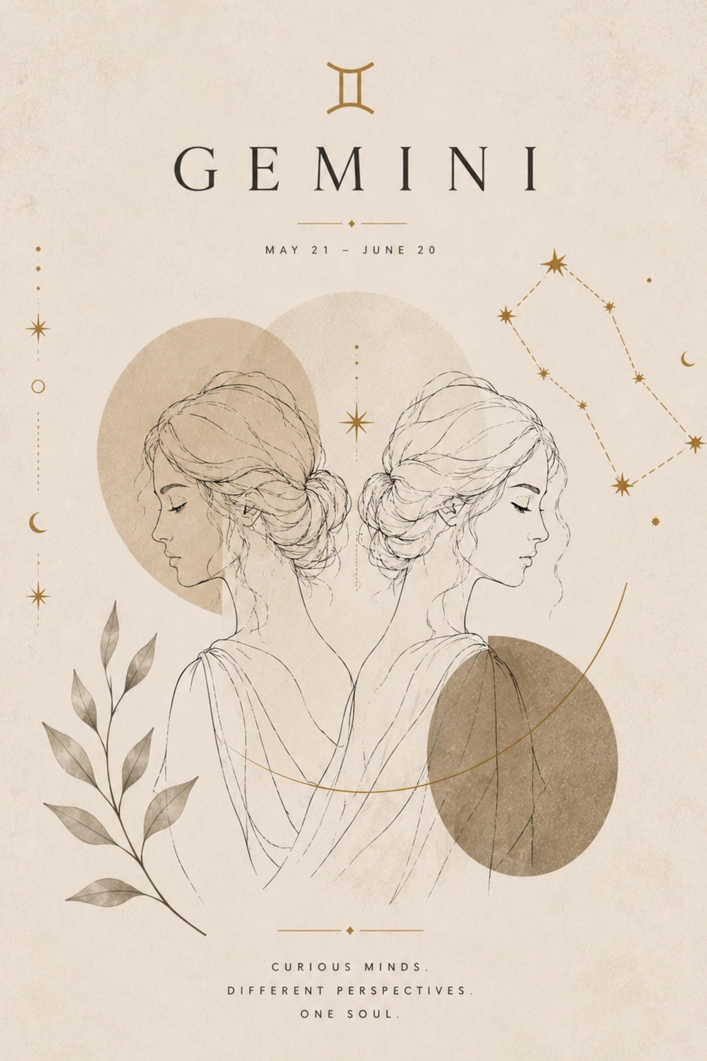 Gemini Zodiac Wall Art, Minimalist Astrology Poster, Star Sign Print wall art print