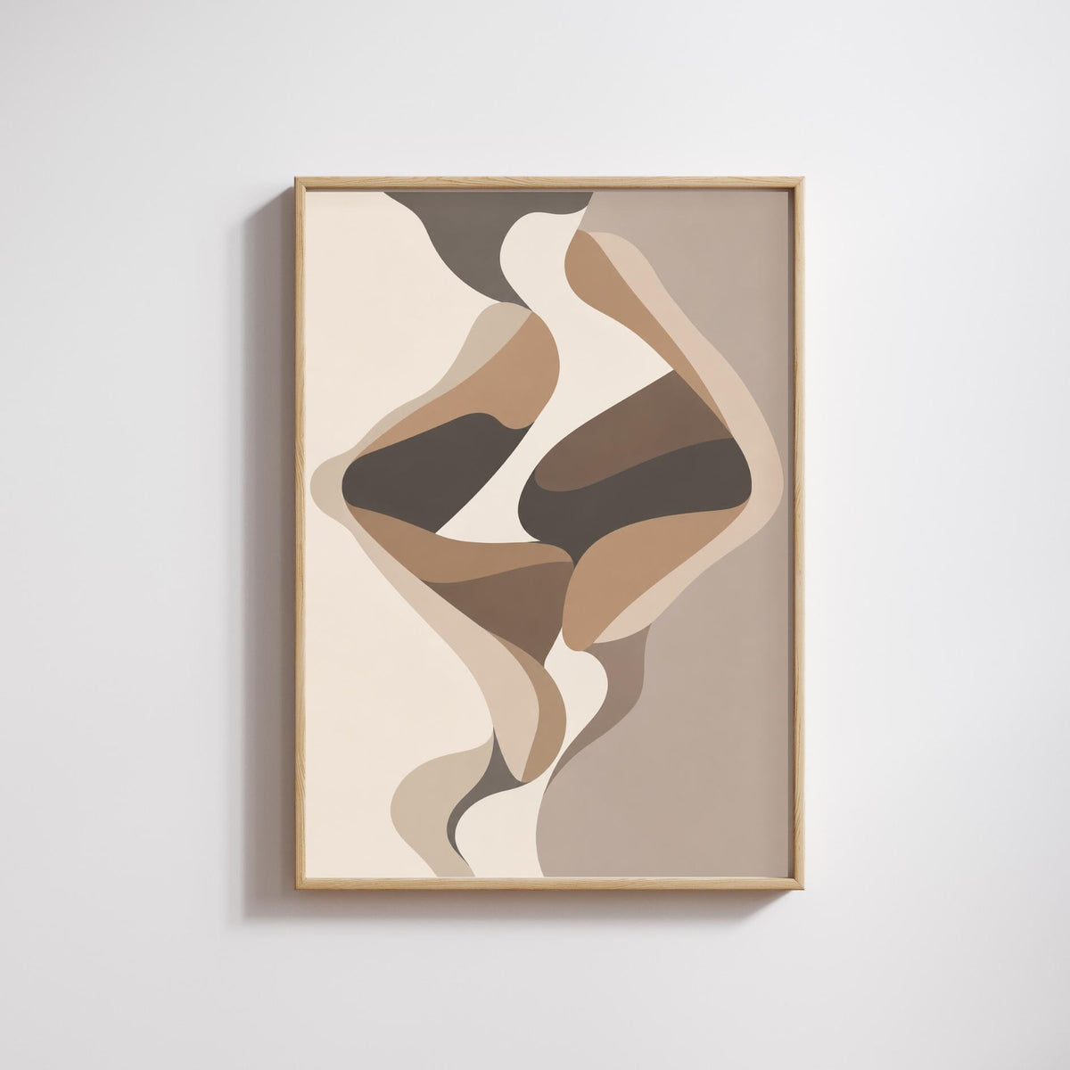 Abstract Figure Wall Art Print, Minimalist Love Poster, Neutral Beige Abstract Artwork wall art print