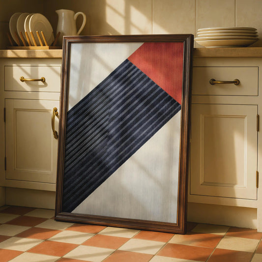 Boho Abstract Geometric Art Print, Navy Red Cream Modern Wall Decor Poster wall art print