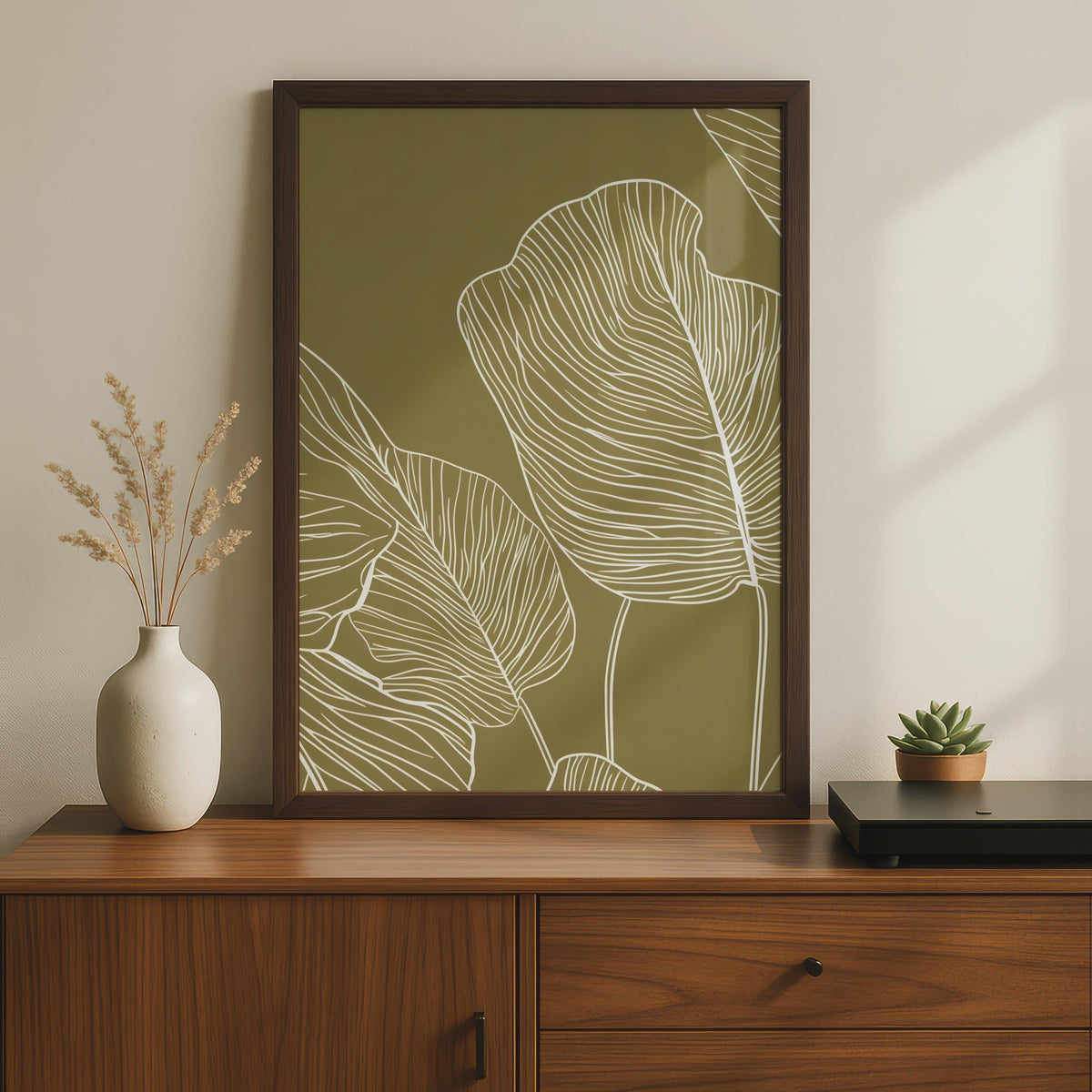 Elegant Botanical Wall Art, Minimalist Nature Print, Green Leaf Poster, Modern Home Decor wall art print