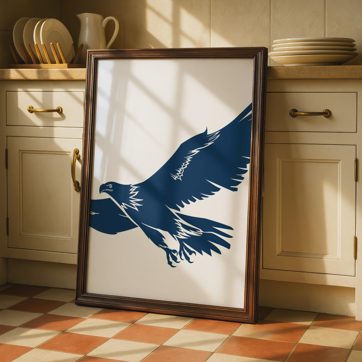 Minimalist Navy Eagle Print, Flying Bird of Prey Wall Art wall art print
