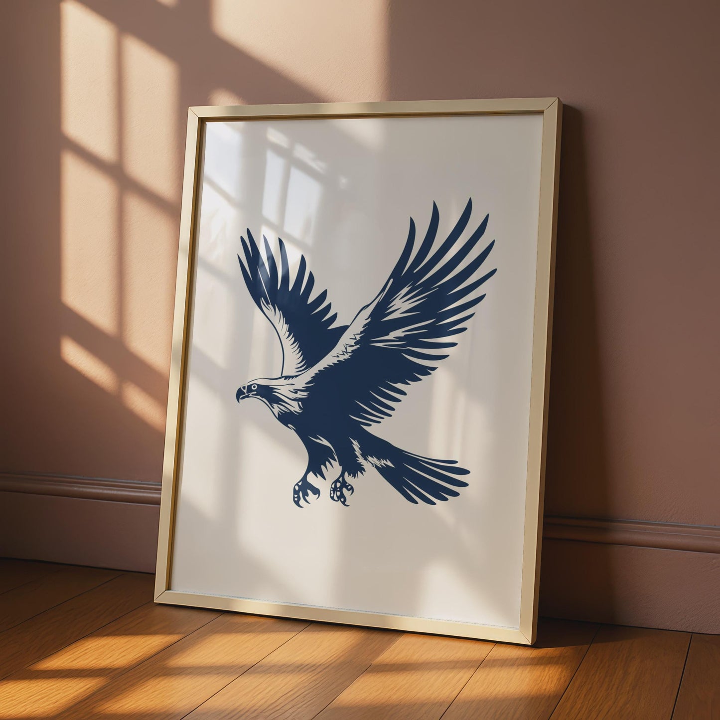 Eagle Animal Poster, Navy Blue Bird of Prey Print, Minimalist Eagle Wall Art wall art print