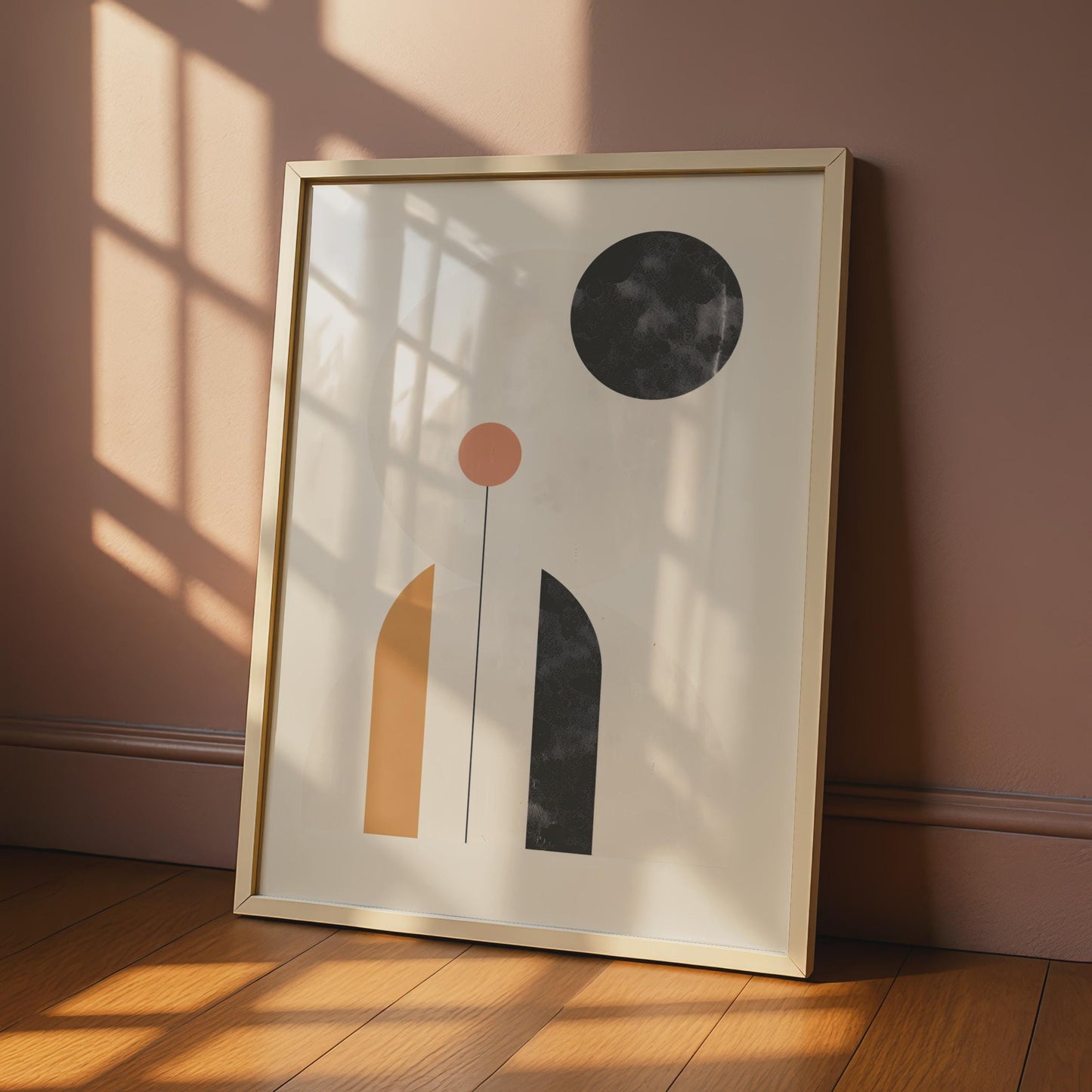 Boho Abstract Geometric Print, Arch Circle Wall Art, Neutral Terracotta Mustard Poster wall art print
