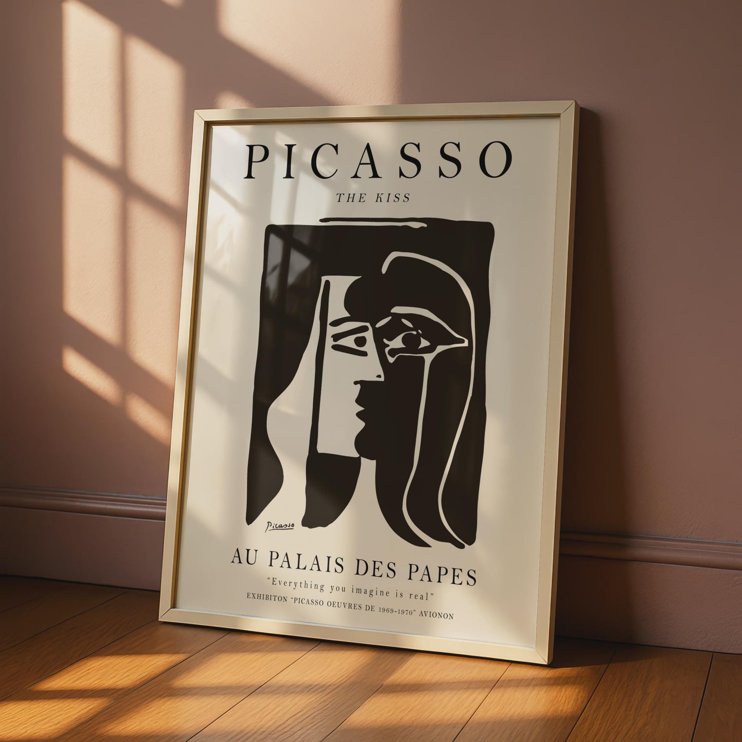 Picasso The Kiss Poster, Minimalist Black White Art Print, Modern Gallery Wall wall art print