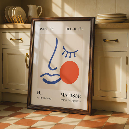 Henri Matisse Art Poster, Minimalist Abstract Face Prints, Boho Wall Art, French Decoupes wall art print