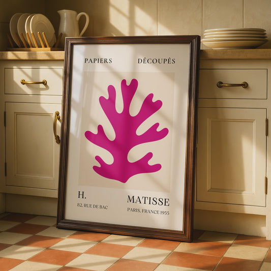 Henri Matisse Art Print, Bold Coral Cut-Out, Vintage Paris Poster, Minimalist Wall Art, Mid-Century wall art print