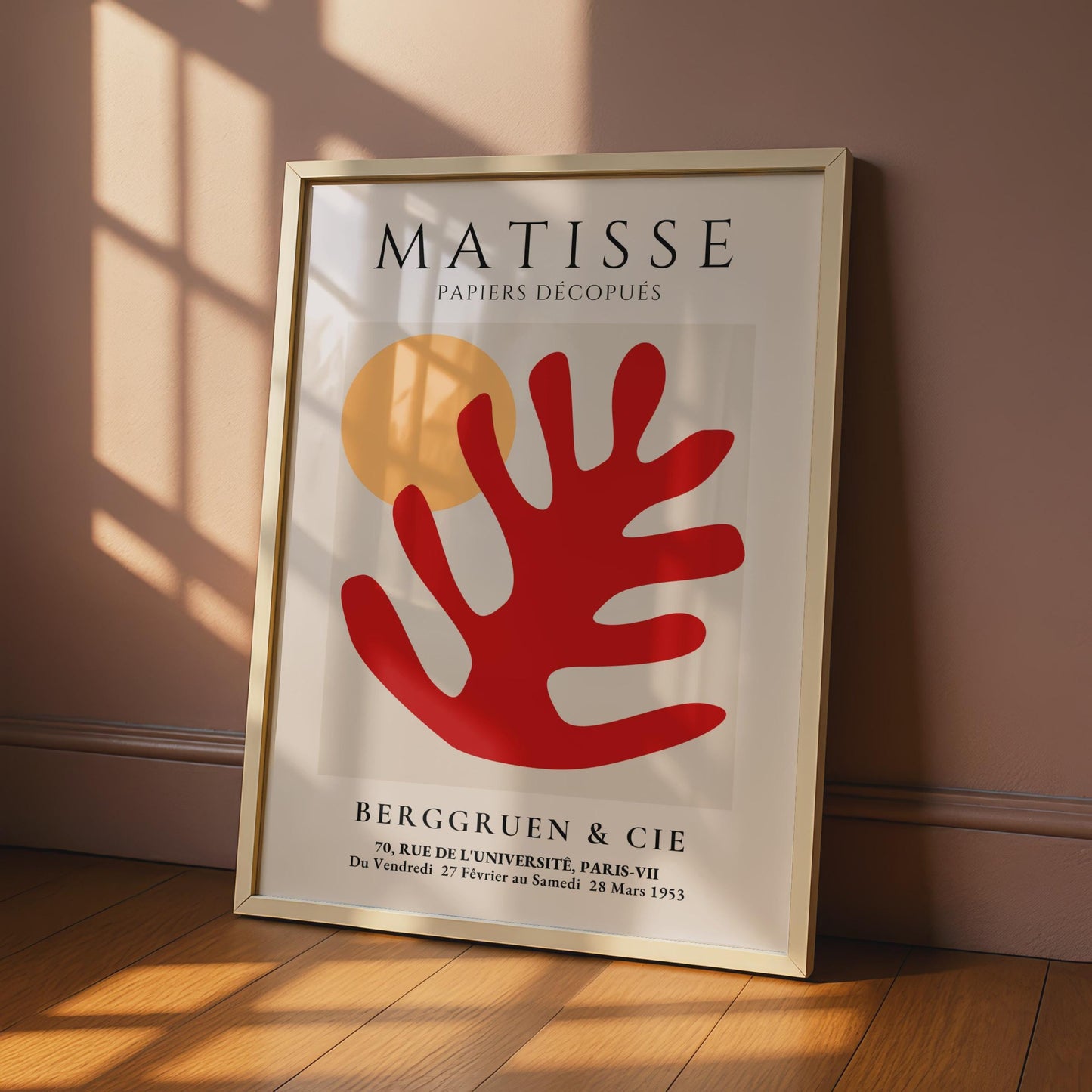 Henri Matisse Art Poster, Papiers Decoupes Print, Red Hand & Sun Minimalist Wall Art wall art print