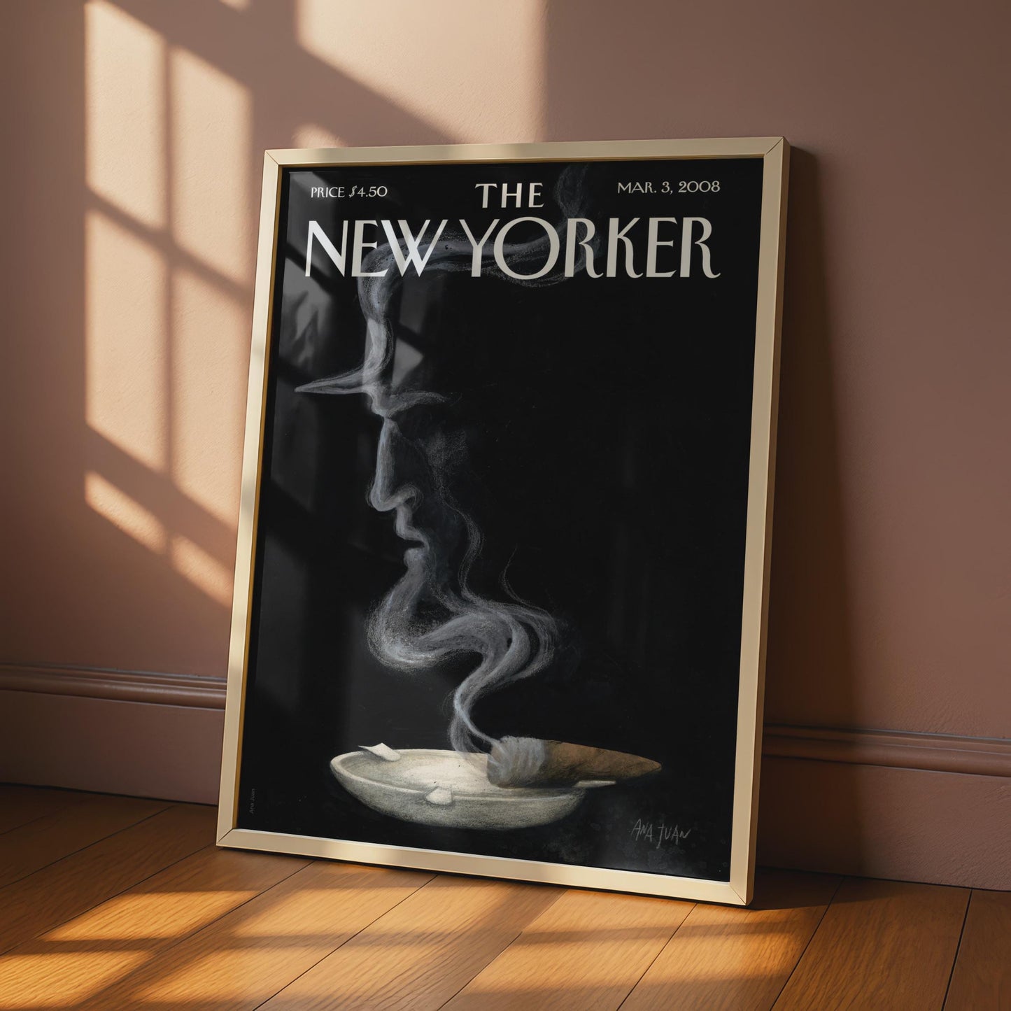 The New Yorker Cover Poster, Smoke Face Art Print, Ana Juan 2008, Black Wall Art wall art print