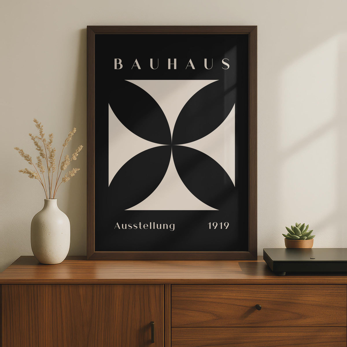 Bauhaus Exhibition Poster, Minimalist Black Cream Art Print wall art print