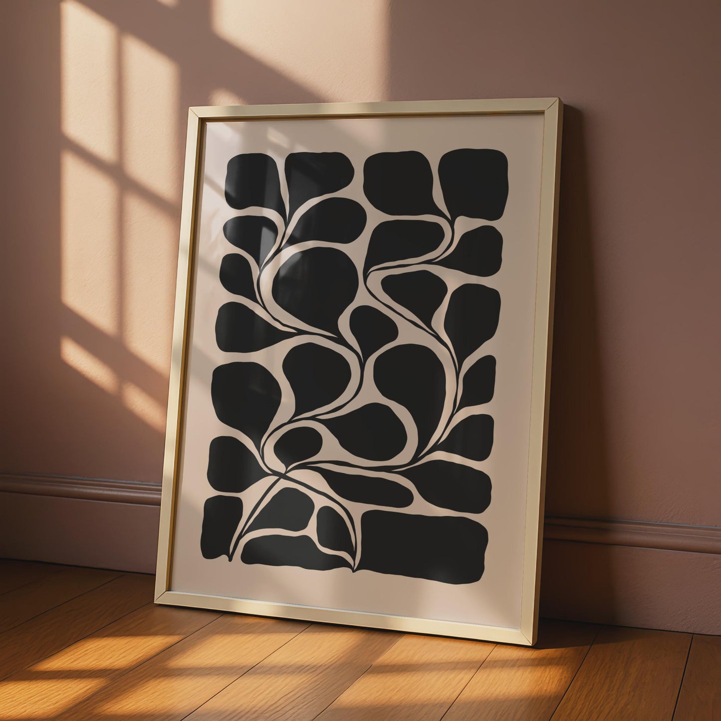 Stylish Botanical Black Leaf Print, Minimalist Wall Art, Modern Abstract Poster for Home Decor wall art print