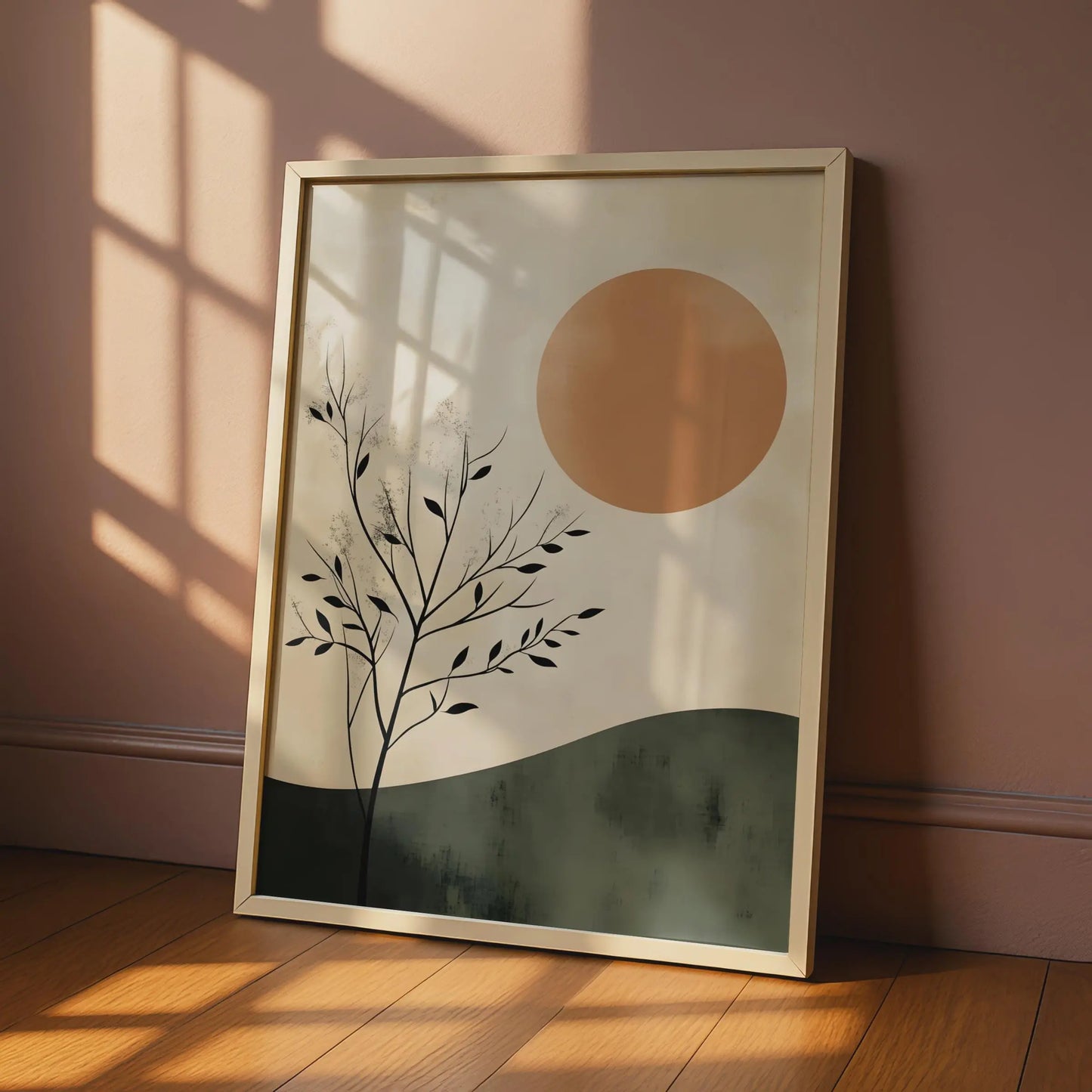 Abstract Tree Sun Print, Boho Minimalist Nature Wall Art wall art print
