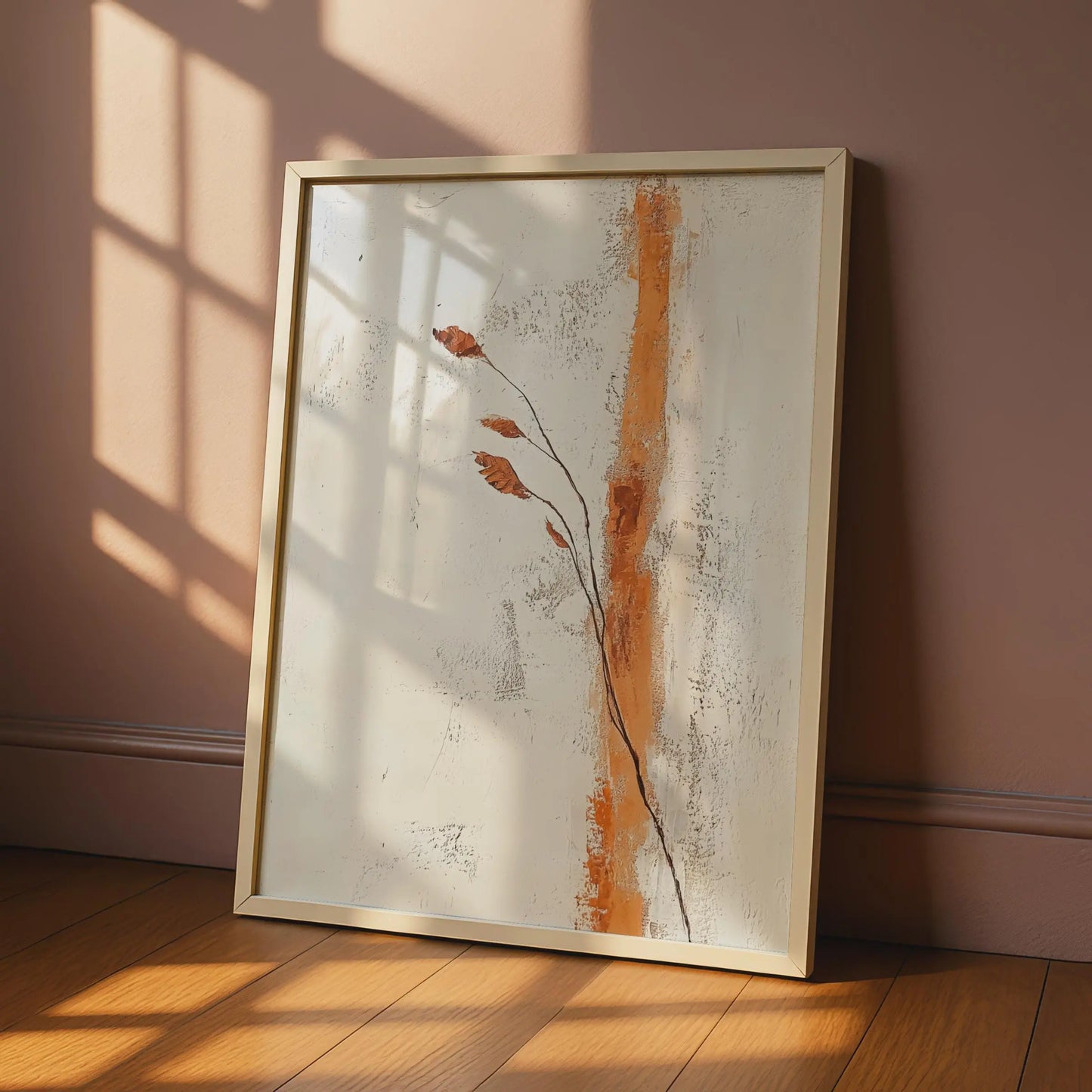Minimalist Boho Wall Art, Abstract Brown Leaf Print, Modern Nature Poster, Organic Decor wall art print