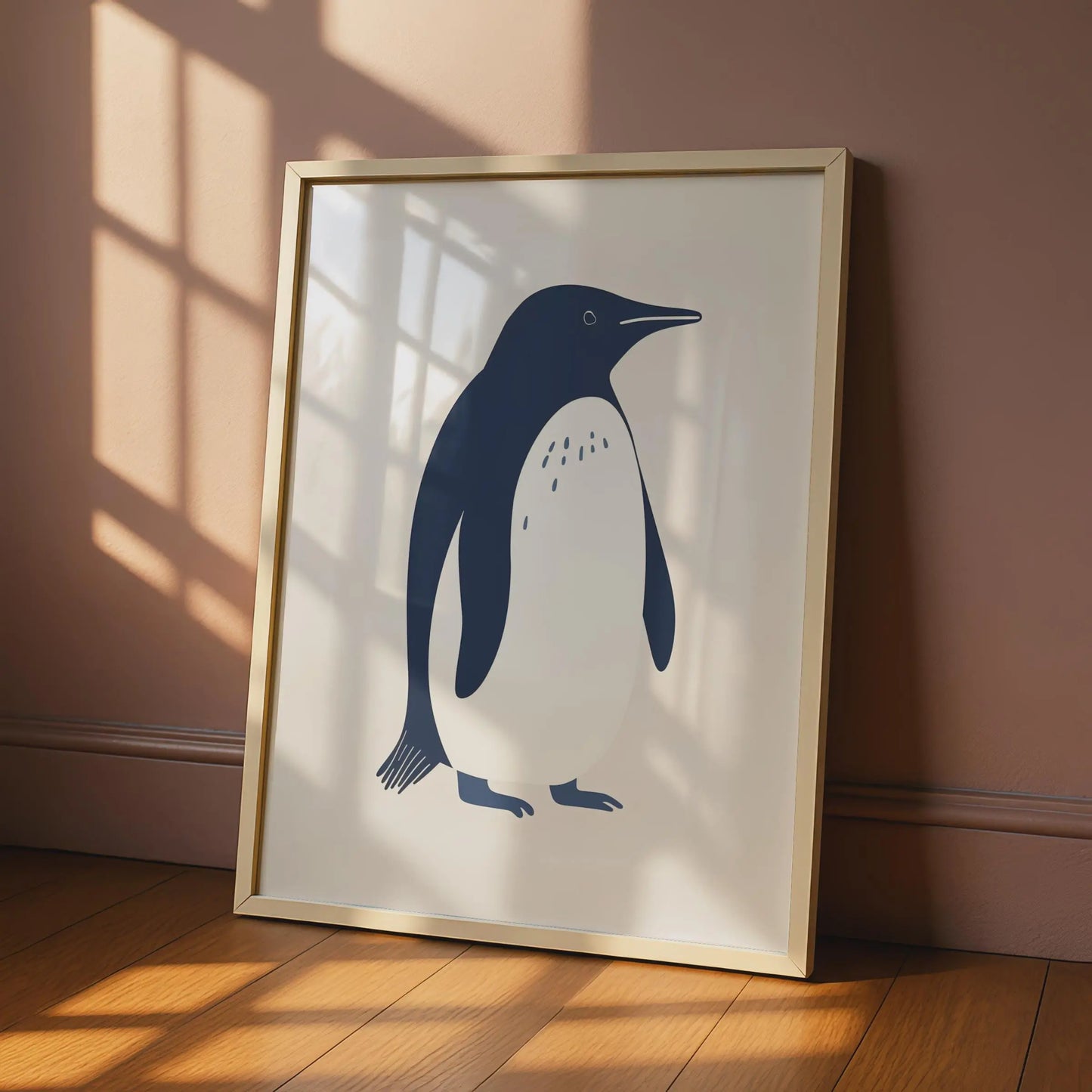 Penguin Print, Minimalist Animal Poster, Navy Blue Wall Art, Wildlife Nursery Decor wall art print