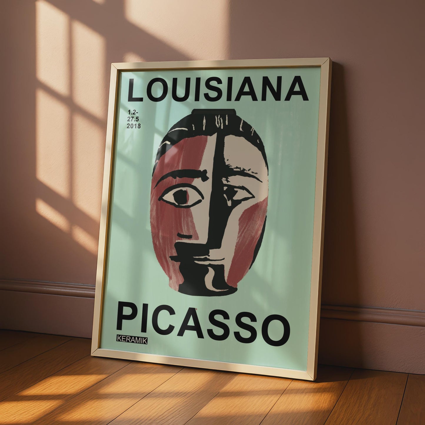 Picasso Keramik Louisiana Museum Poster, Cubist Face Vase Art Print, Sage Blue wall art print