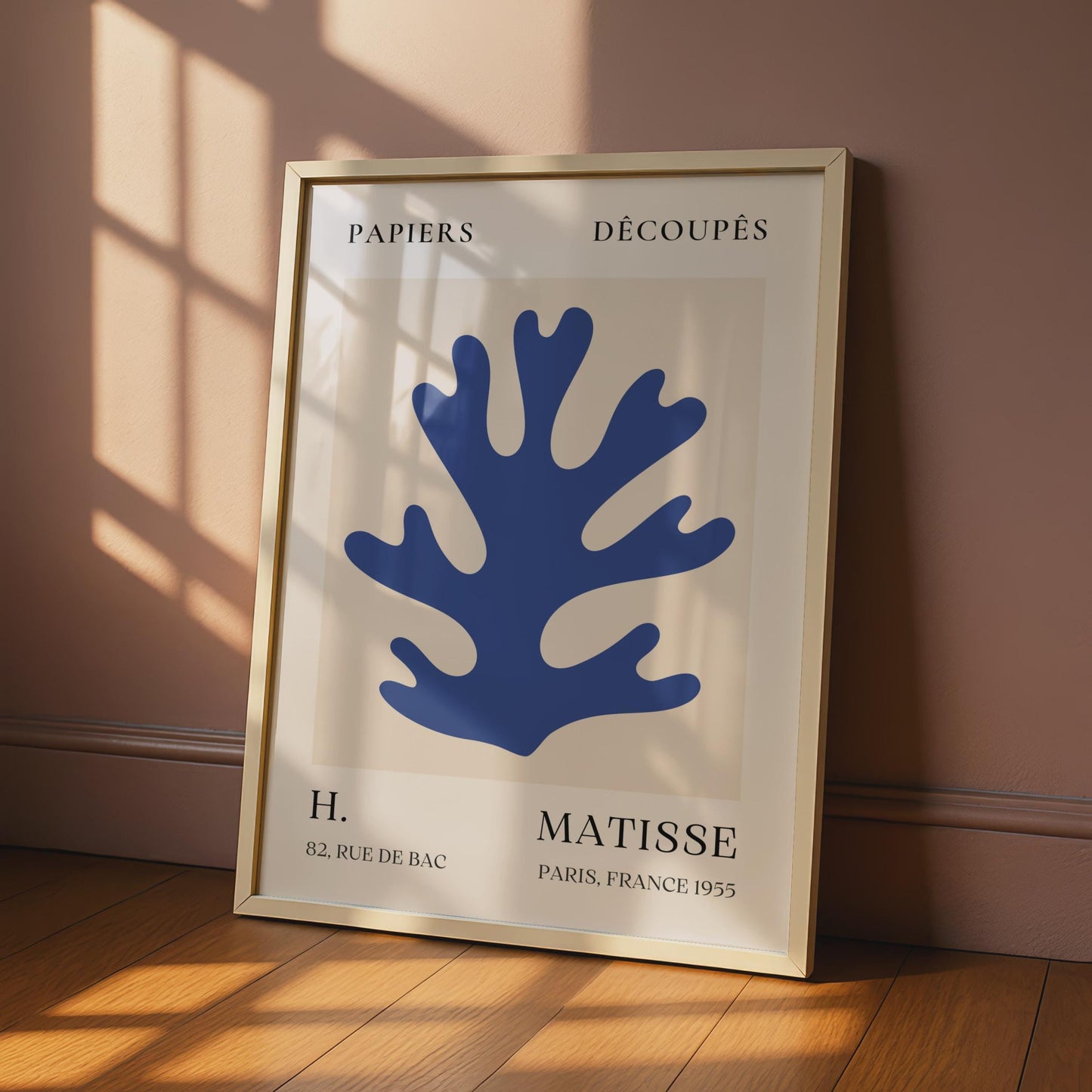 Henri Matisse Coral Art Poster, Minimalist Wall Decor, Blue Abstract Print, French Art wall art print