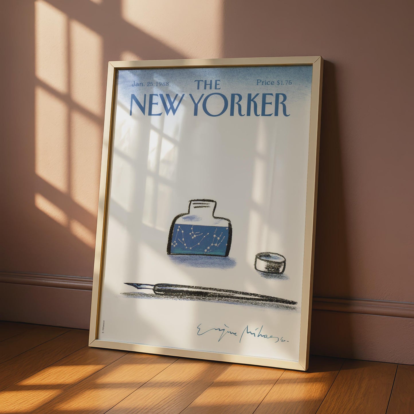 The New Yorker 1988 Poster, Ink Bottle Constellation Art, Vintage Magazine Cover Print wall art print