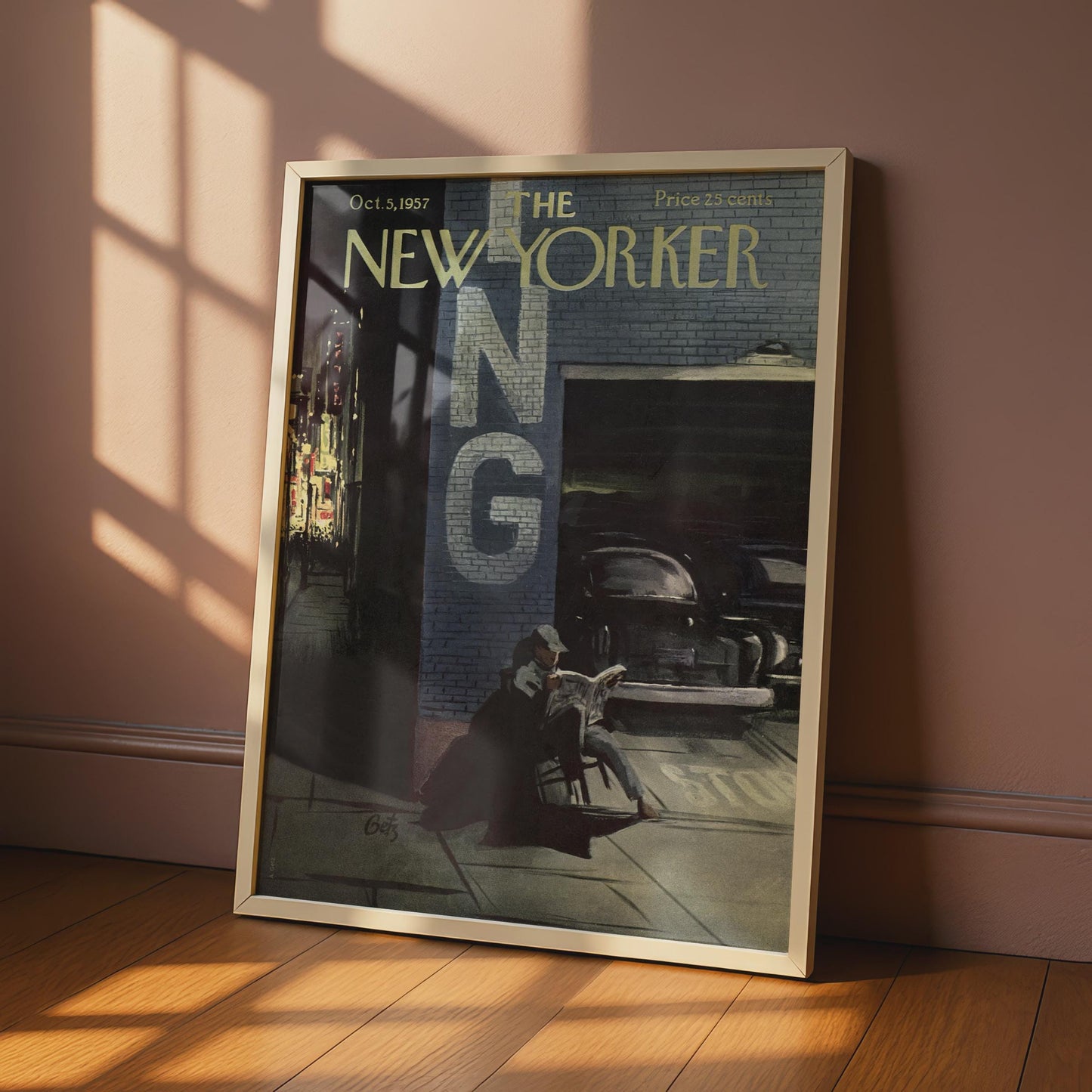 The New Yorker 1957 Poster, Vintage NYC Street Scene Art, Retro Magazine Cover Print wall art print