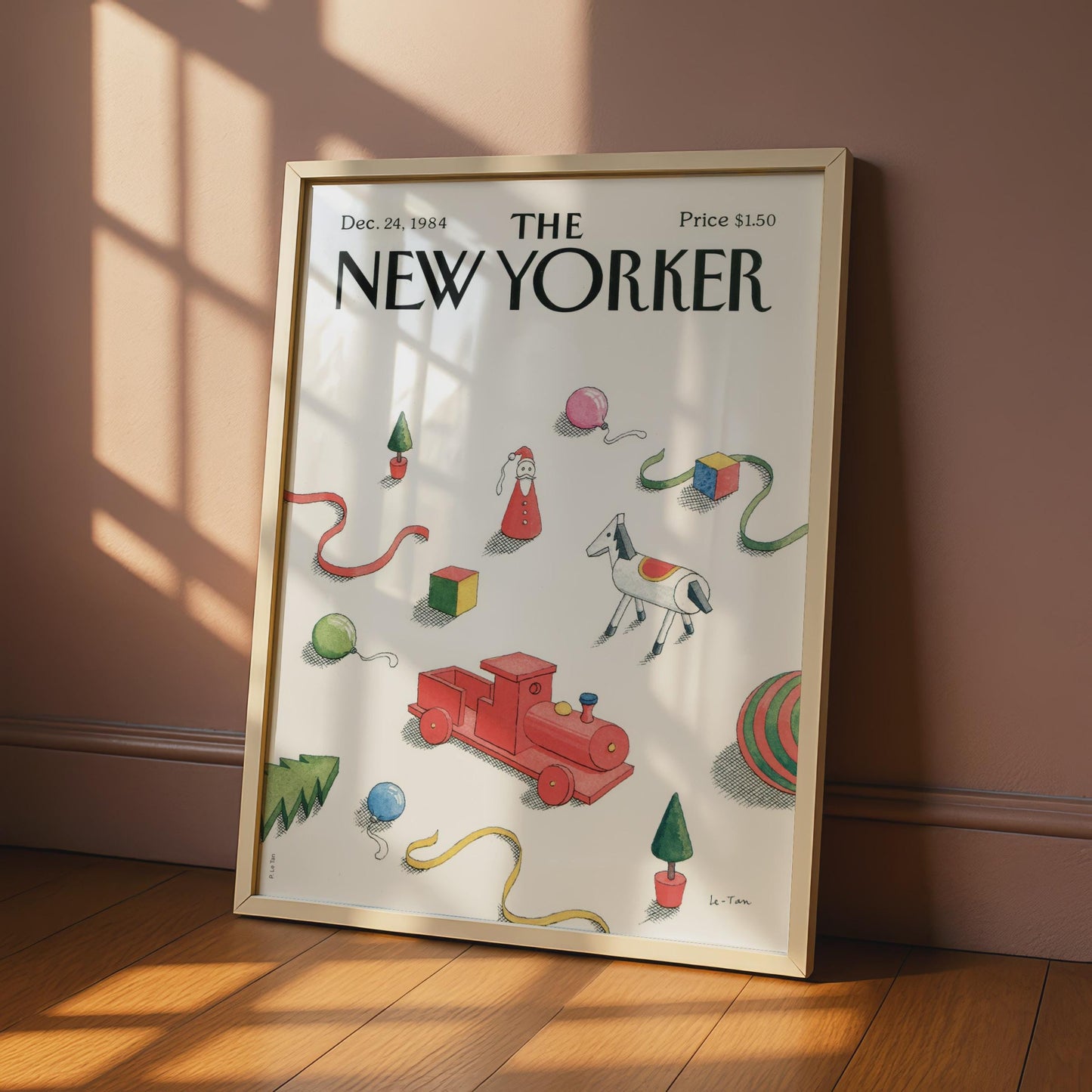 New Yorker Christmas Poster, Vintage 1984 Holiday Toys Cover Art, Retro Festive Wall Art wall art print