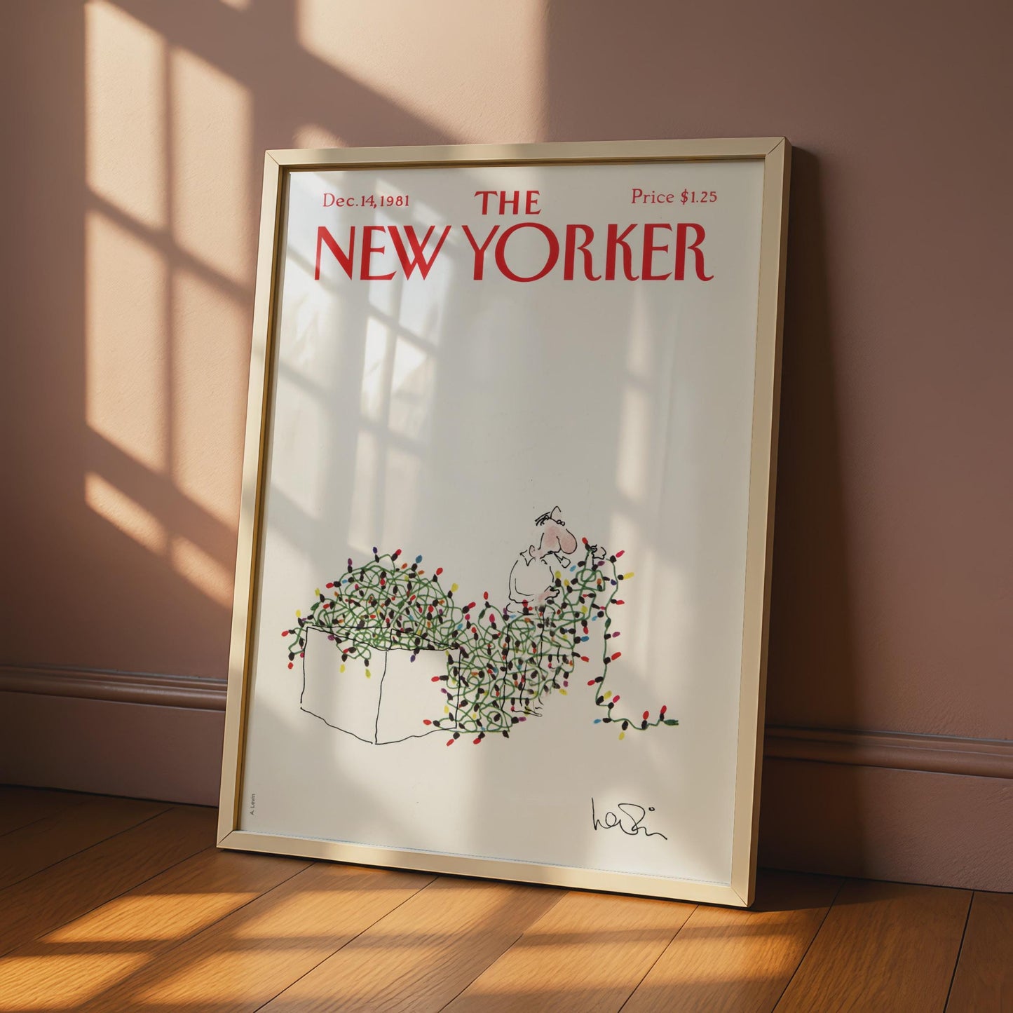 The New Yorker Christmas Lights Poster, Vintage 1981 Cover Art, Funny Holiday Wall Art wall art print