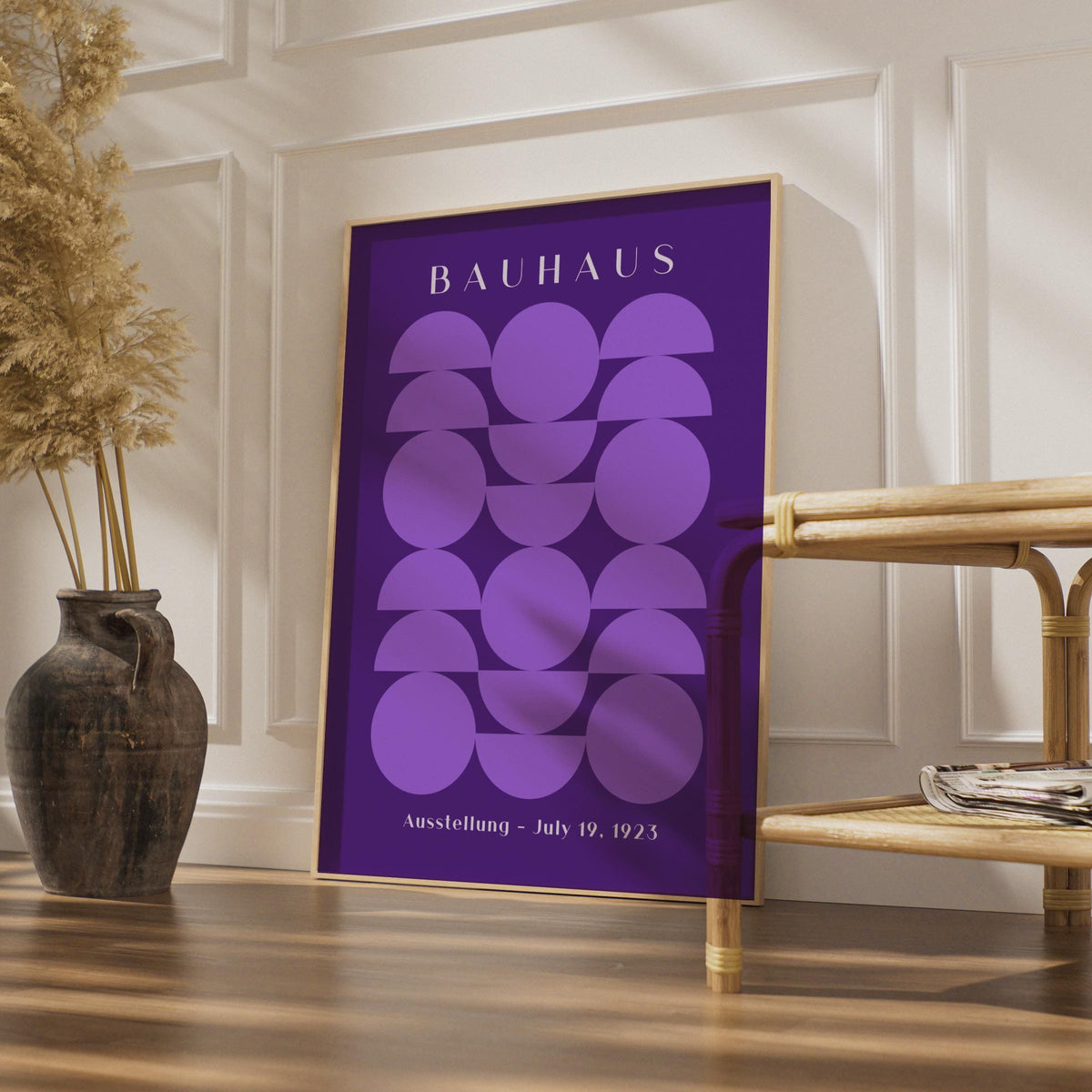 Stylish Bauhaus Poster, Geometric Art Print, Purple Wall Decor, Modern Home Design, Bauhaus wall art print