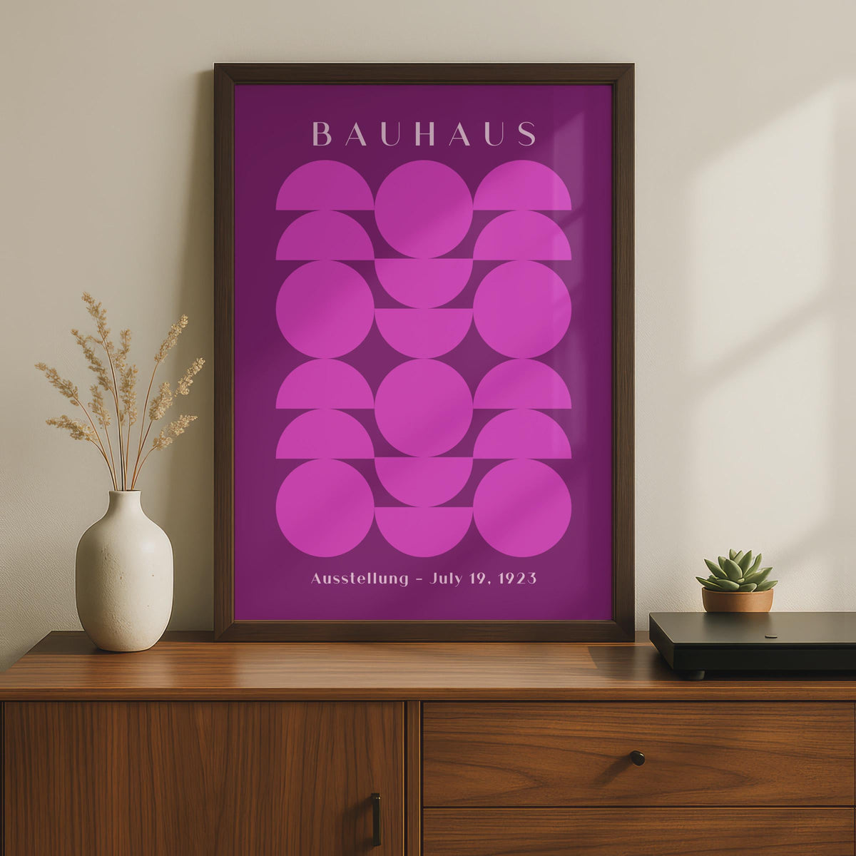 Bauhaus Poster, Pink Geometric Wall Art, Retro Exhibition Print, Minimalist Home Decor, July 19 wall art print