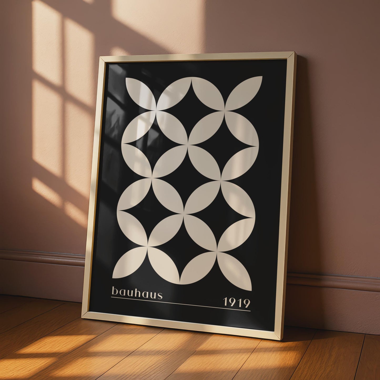 Bauhaus Geometric Print, 1919 Abstract Wall Art, Minimalist Beige Black Decor wall art print