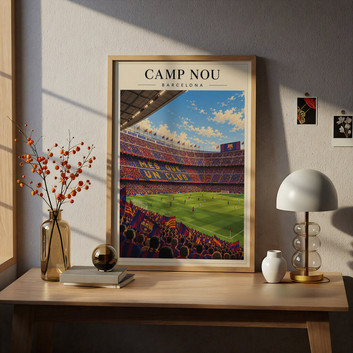 Camp Nou Barcelona Stadium Art Print — framed room mockup 5