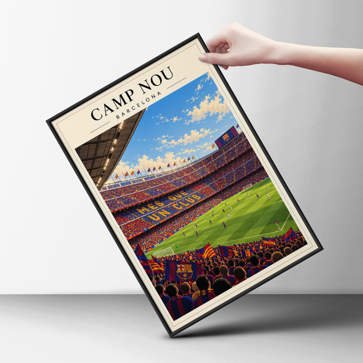 Camp Nou Barcelona Stadium Art Print — framed room mockup 6