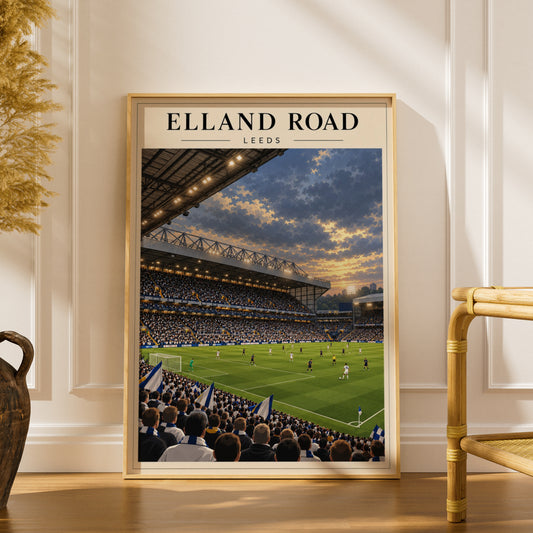 Elland Road Leeds Stadium Art Print — framed room mockup 1