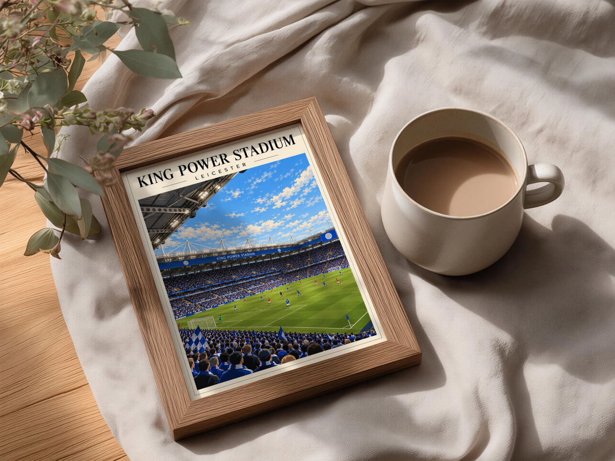 King Power Stadium Leicester Football Poster — framed room mockup 3