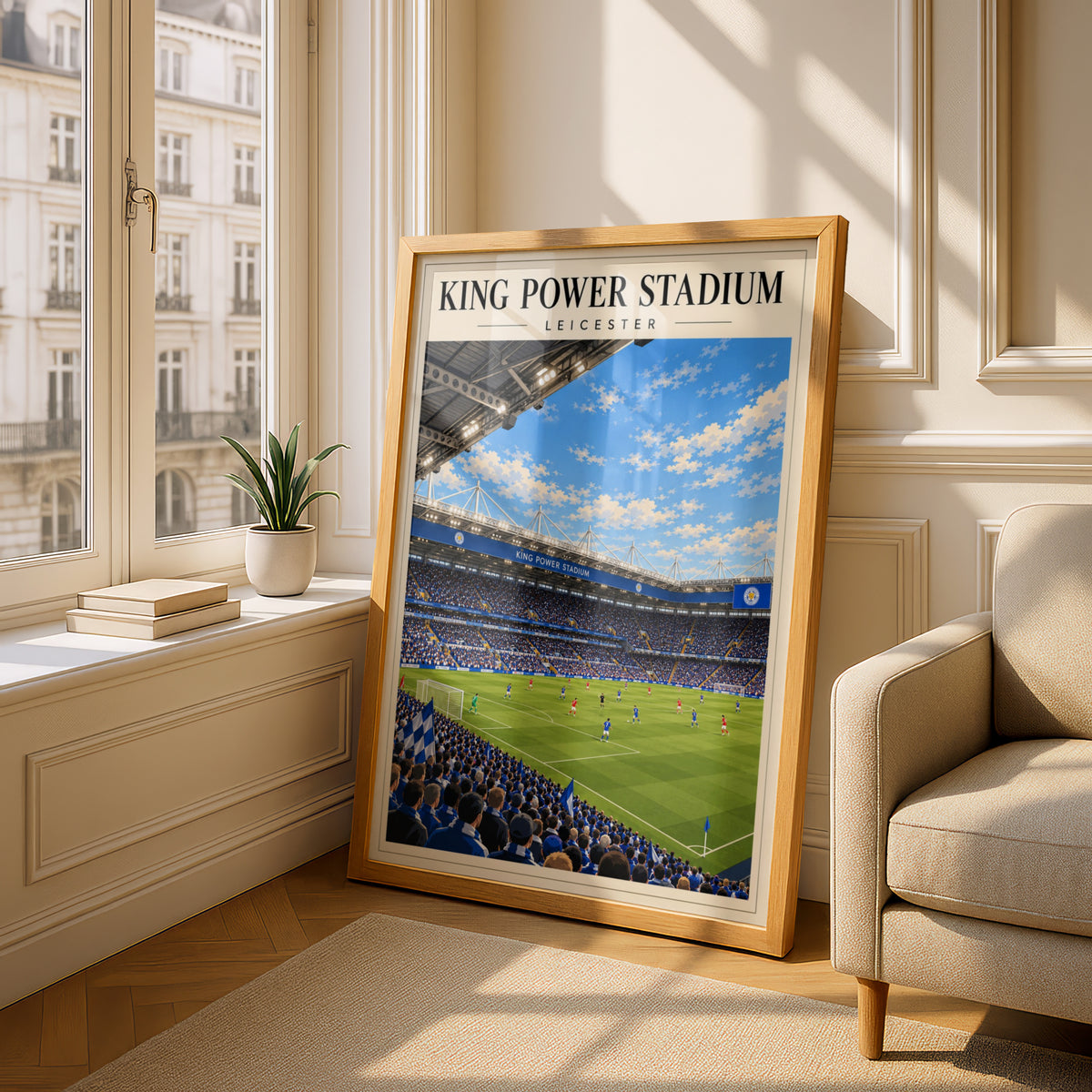 King Power Stadium Leicester Football Poster — framed room mockup 4