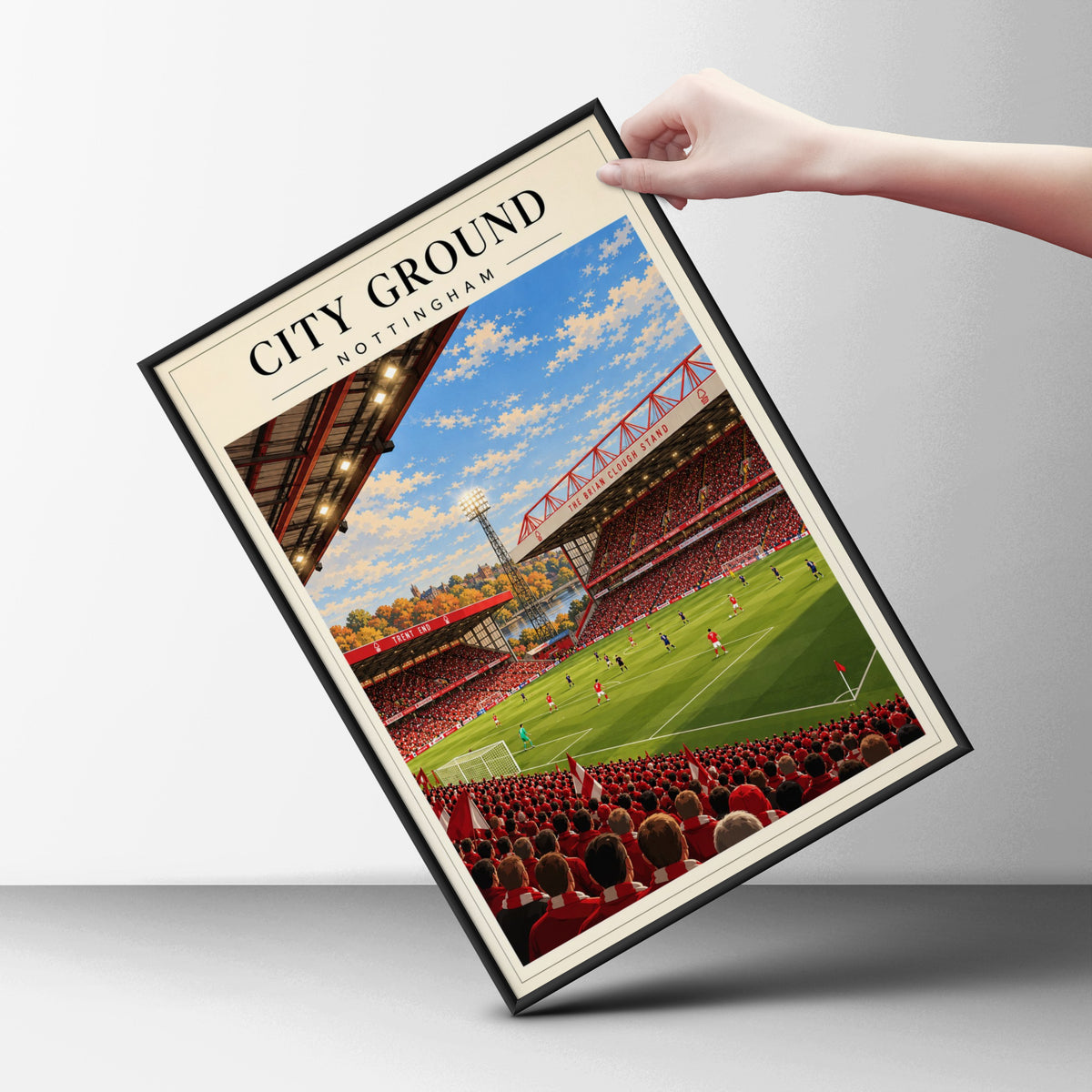 Vintage City Ground Stadium Poster — framed room mockup 6