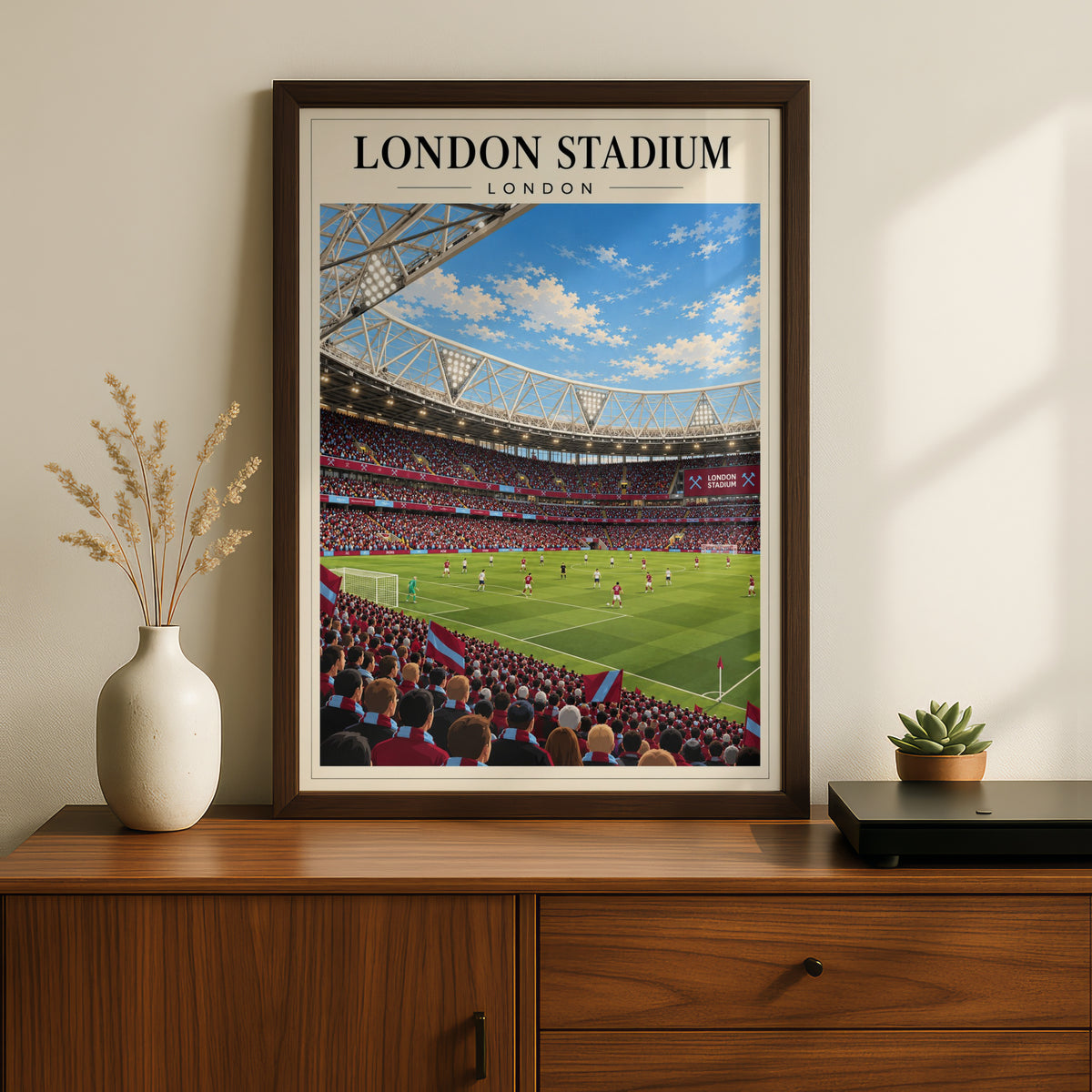 London Stadium Matchday Poster Print — framed room mockup 2