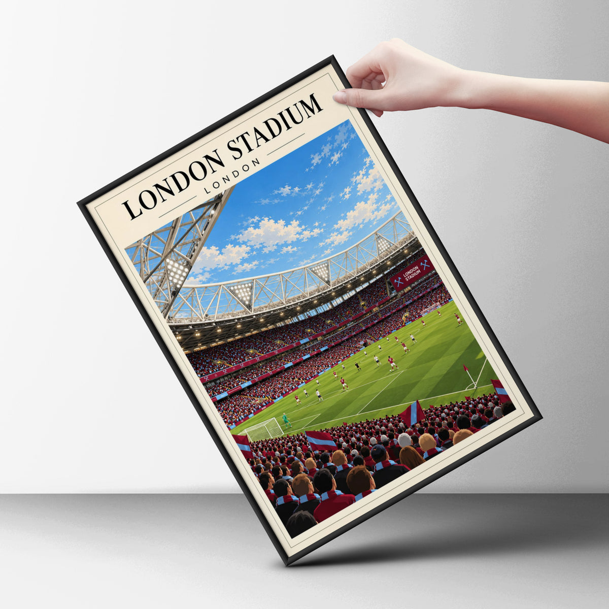 London Stadium Matchday Poster Print — framed room mockup 6