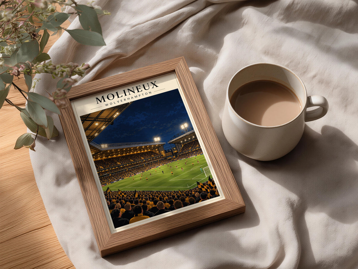 Molineux Stadium Night Match Poster — framed room mockup 3