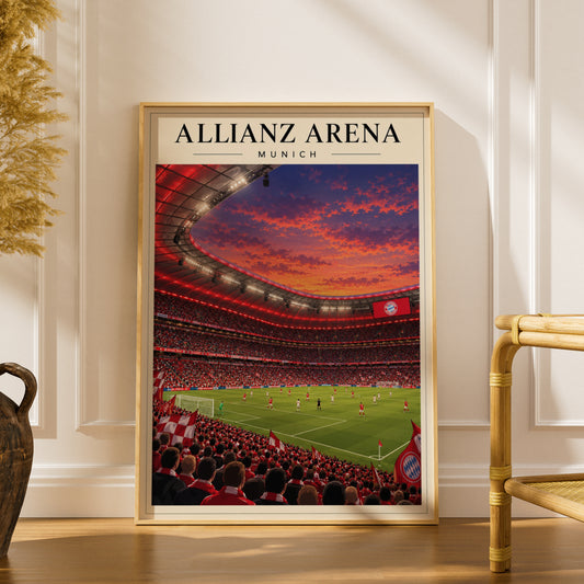Allianz Arena Munich Football Stadium Poster — framed room mockup 1