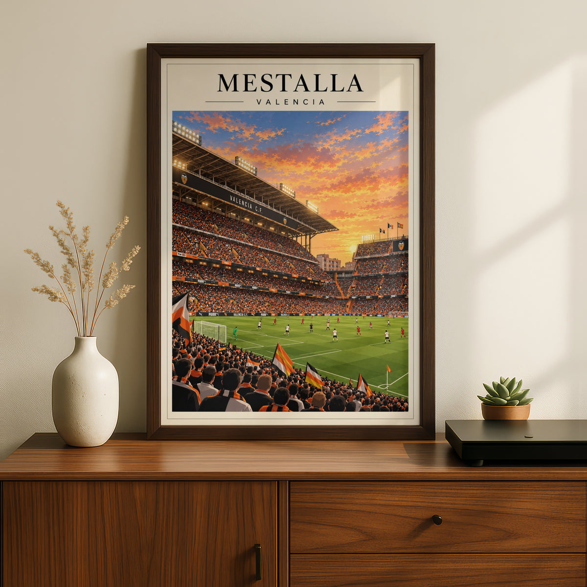Mestalla Valencia Stadium Art Print — framed room mockup 2