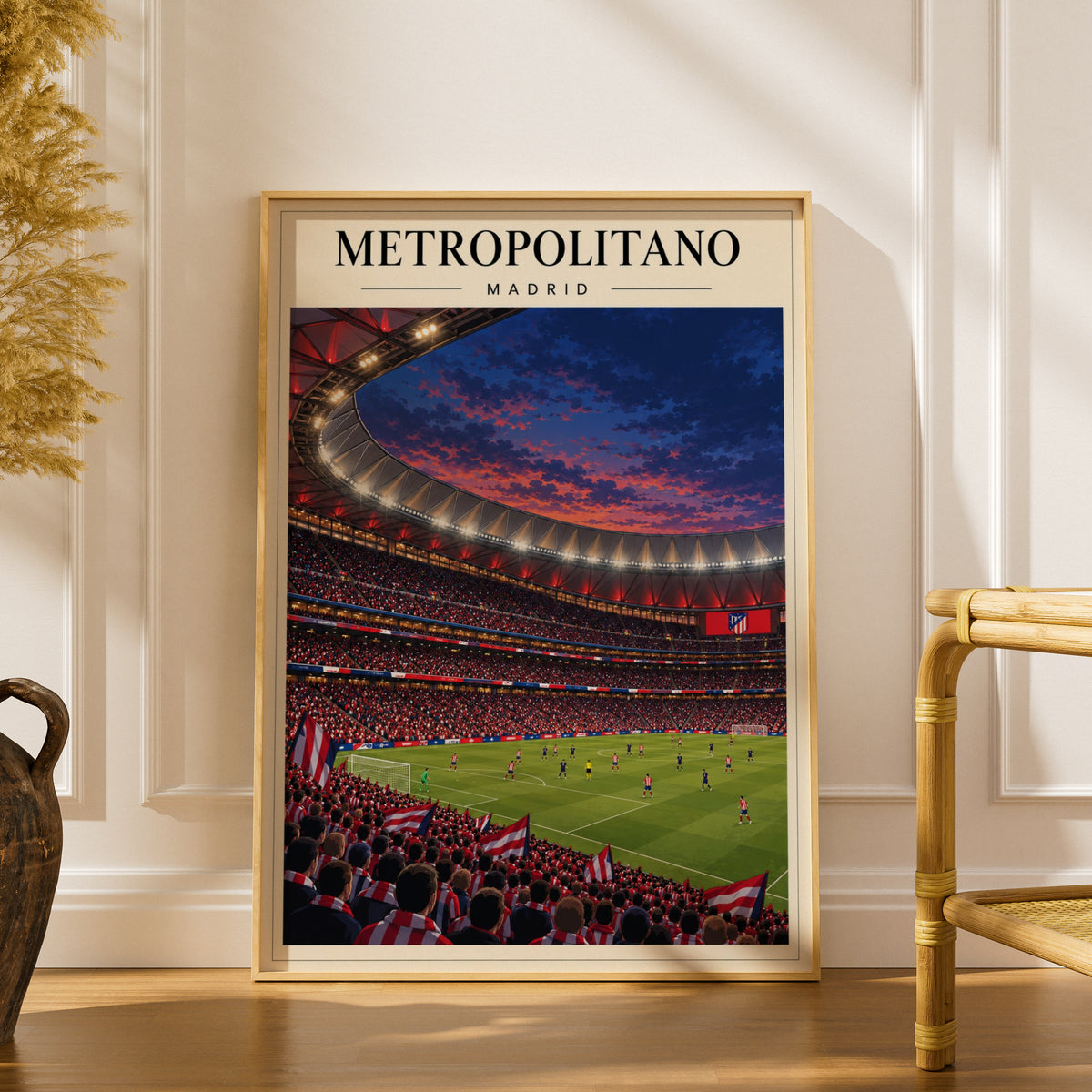 Metropolitano Madrid Football Stadium Poster — framed room mockup 1