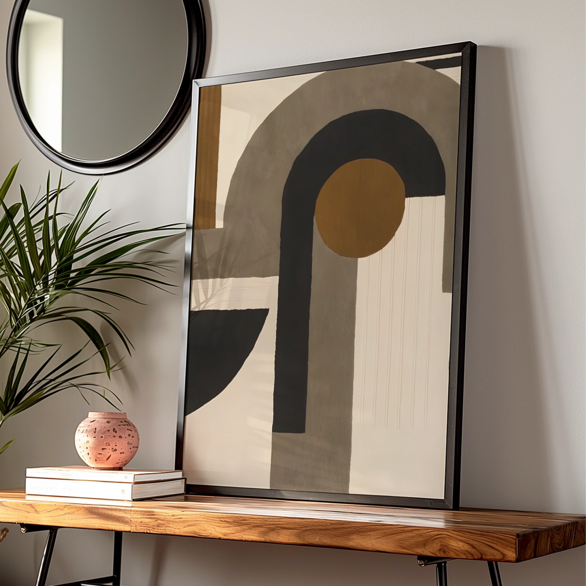Abstract Arch Geometric Print, Modern Monochrome Wall Art, Neutral Minimalist Poster, Contemporary — Digital Download