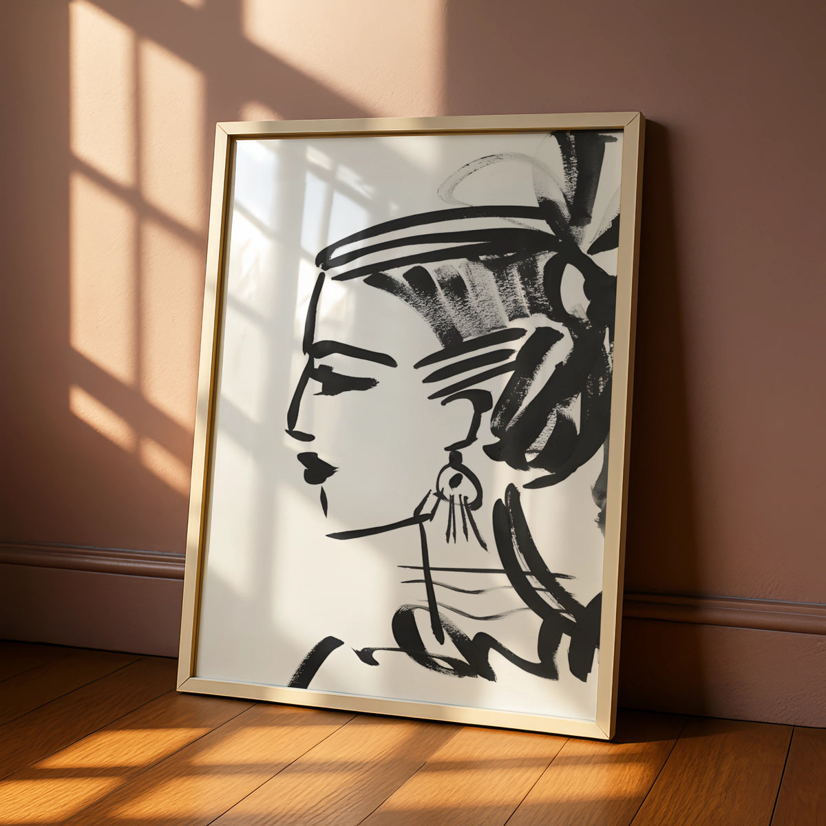 Female Face Line Art, Monochrome Wall Art, Black and White Poster, Minimalist Print