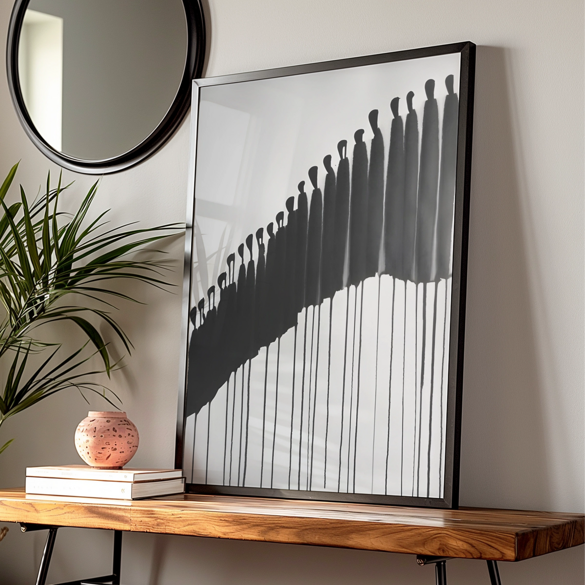Abstract Figures Monochrome Wall Art, Black and White Poster, Minimalist Print