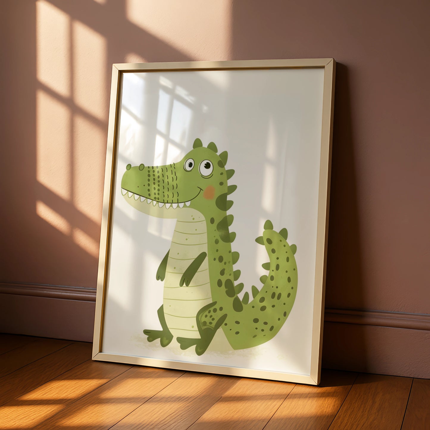 Cute Crocodile Nursery Wall Art, Green Baby Animal Poster, Kids Room Print