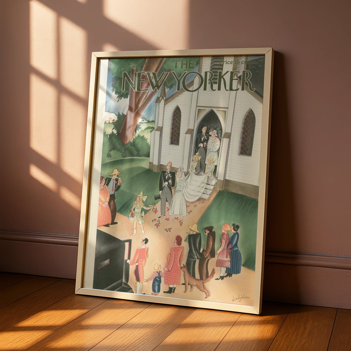 New Yorker 1929 Wedding Cover Poster, Vintage Church Bride Art Print, Retro Wall Art